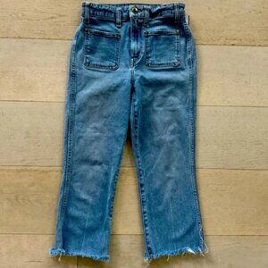 KHAITE Raquel Cropped High Waisted Jeans in Vintage Blue